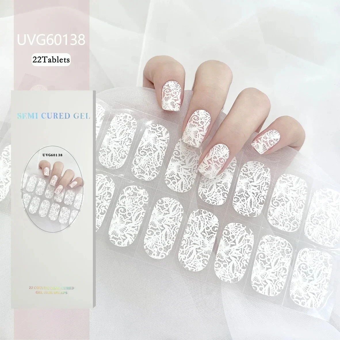 Full Cover Adhesive - 16/18/20 Tips Kerst Gel Nagels Stickers
