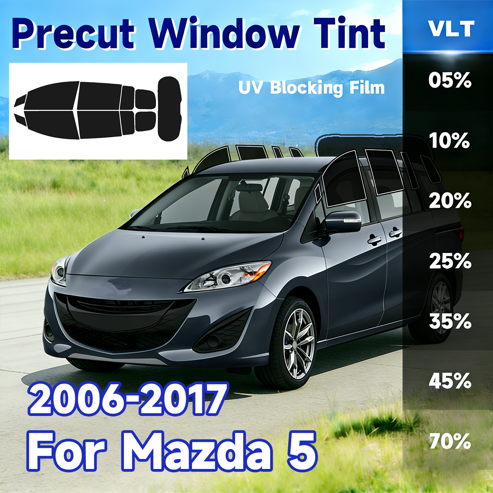 Glass Protector Auto - Voorgeknipte raamfolie voor Mazda 5 2006-2017,