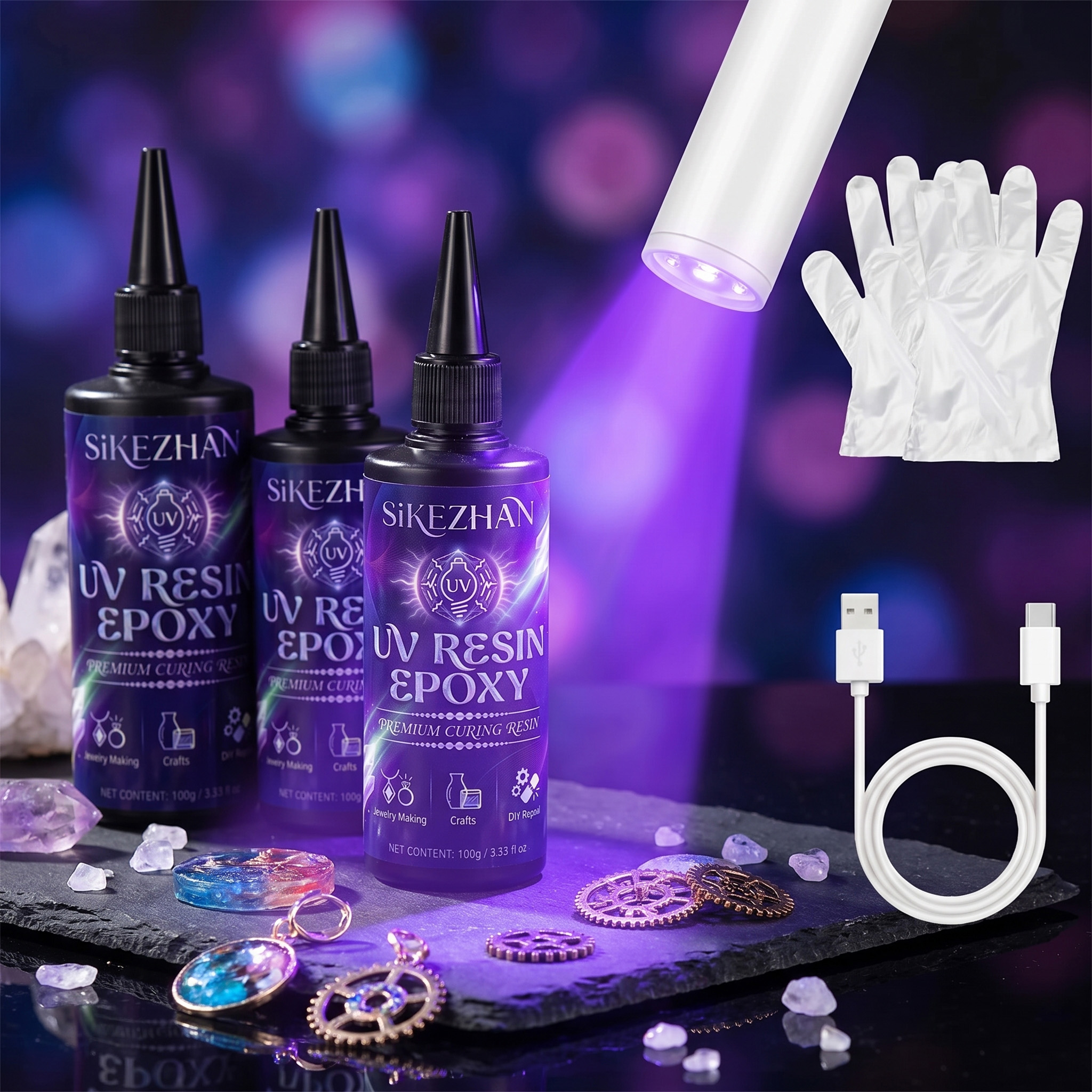 Liquid Uv Glue Kit - Kristalheldere UV-lijmset met licht, snel drogende