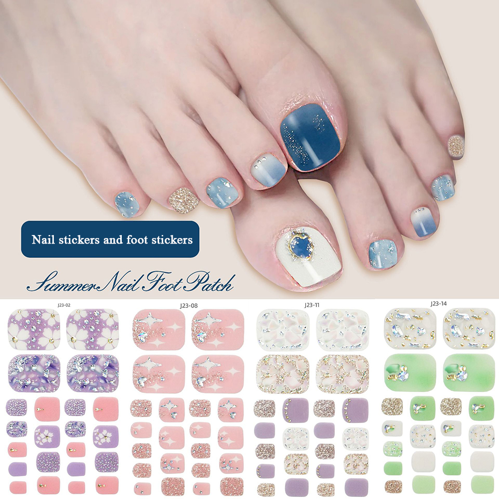 Full Cover Adhesive - 22 tips/vel teennagelstickers glinsterende teennagels manicure