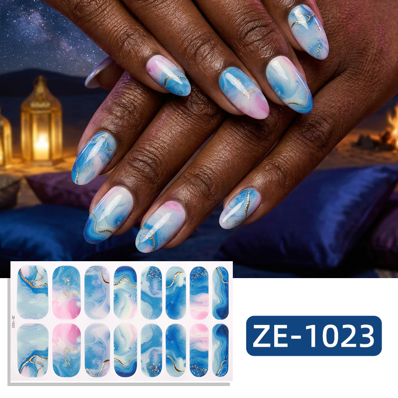 Full Cover Adhesive - 16 Tips Glitter Marmer Volledige Dekking