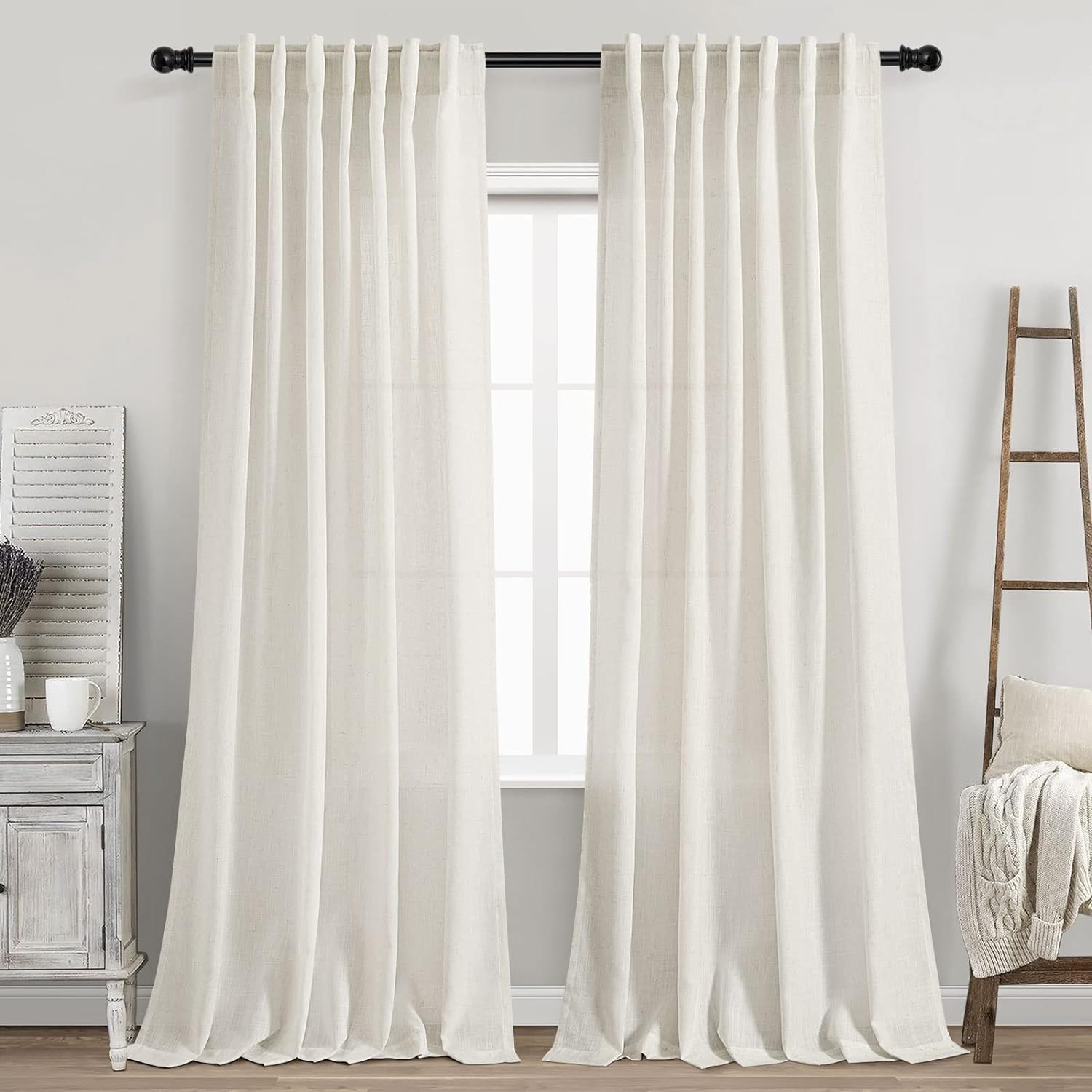 Privacy Filter 2Pack - Linnen gordijnen met achterklep, 84 inch