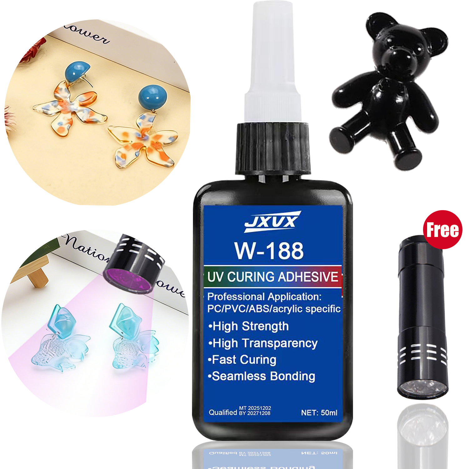 Liquid Uv Glue Kit - 50g UV-harssets met lamp. Waterdichte epoxyhars,