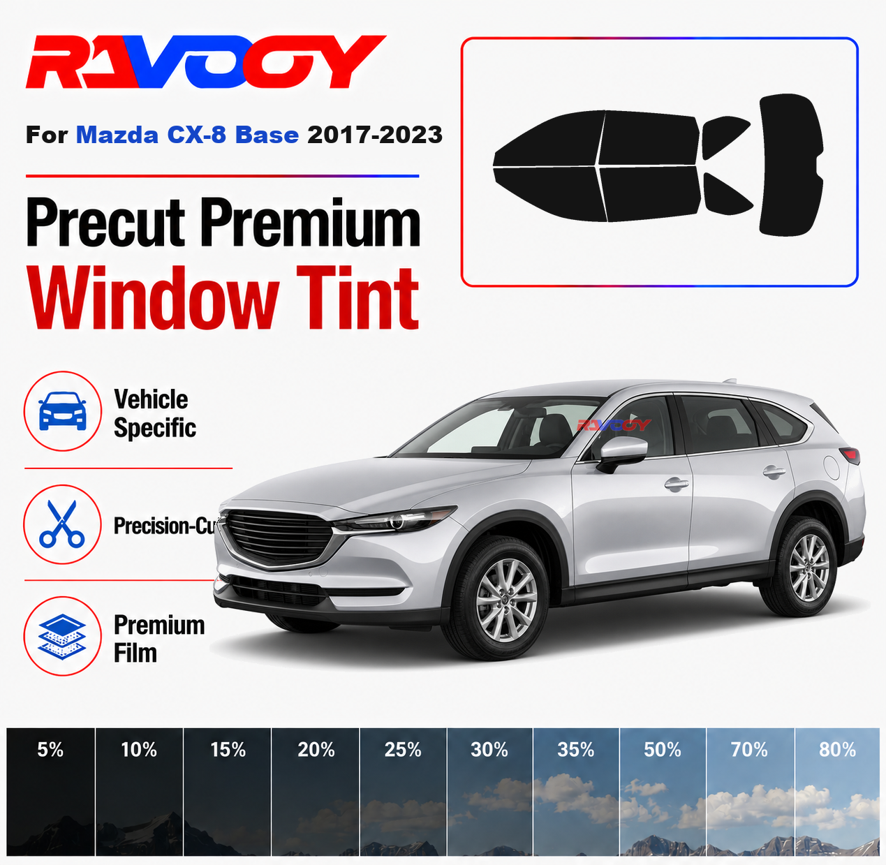 Privacy Screen Protector - Premium voorgeknipte raamfoliekit voor voor- en
