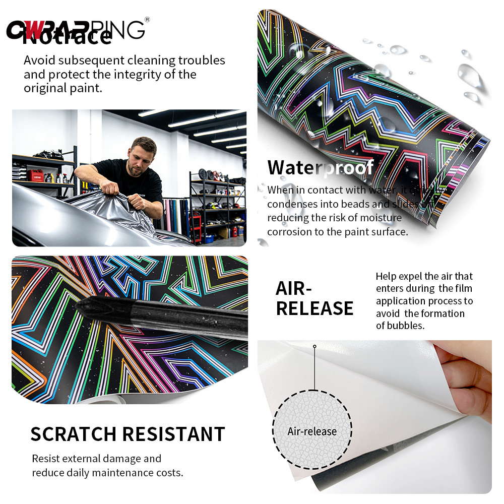 Regenbooglijn auto vinyl wrap  - Full Cover Adhesive recensie en prijs